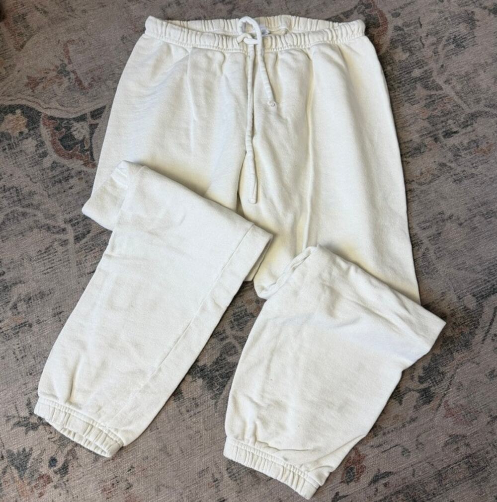 Goodlife Sweatpants Venice Terry Women's M 100% Cotton White Vintage Wash